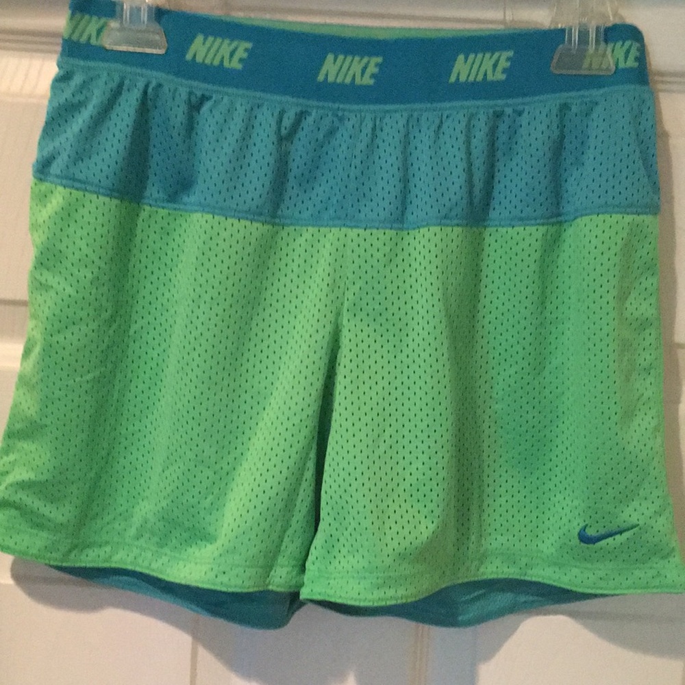 Nike green and blue athletic shorts